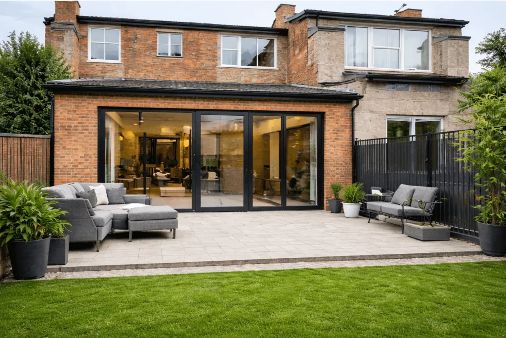 Rear home extension with patio glazing in Walthamstow E17.