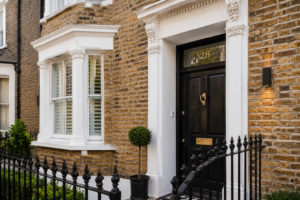 Restored brickwork on a London period house with repaired masonry, clean pointing and exterior property restoration